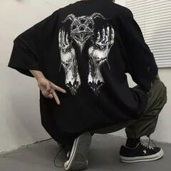 新品未開封・メンズ・カジュアルＴシャツ・半袖・韓国・ブラック・Lサイズ