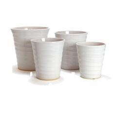 【配送可】美しい白い陶器製の植木鉢３点セットで 1,000円の画像