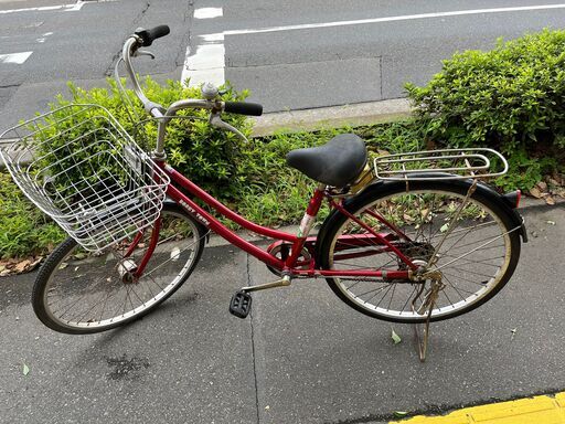 【リサイクルショップどりーむ鹿大前店】No.332　自転車　BORBYTOWN　26インチ　赤色　6段変速ギア付き　LEDオートライト付き( *´艸｀)