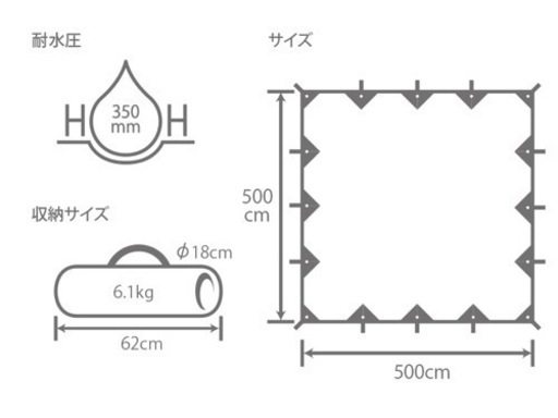 DOD チーズタープ　タープ　キャンプ　アウトドア　ポール4本セット　カマボコテントにも　