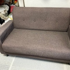 2人掛け　ソファ　4本足　取り外し可能　ブラウン　焦茶　中古　ル...