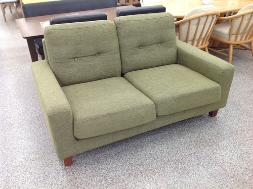 布製　グリーン色　2人掛けソファー【9654300】