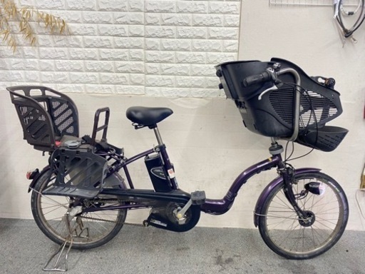 格安　3人乗り電動自転車　子供シート付き　パナソニックギュットミニ　20インチ　パープルカラー