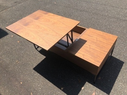【A】【美品　中古】ニトリ　ウォールナツトセンターテーブル　ヒバリ伸縮可　