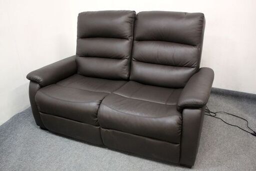 ニトリ 2人用電動本革リクライニングソファ(Nビリーバ2本革DBR)   中古家具 店頭引取歓迎 R6304)