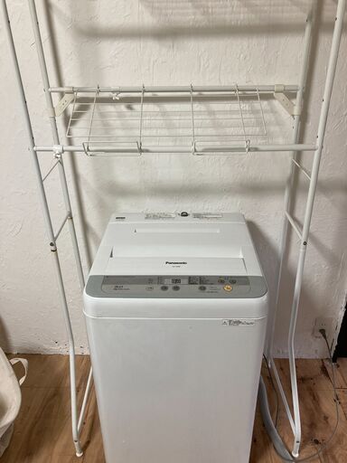 パナソニックの洗濯機・洗濯ラック付・傷防止マット付