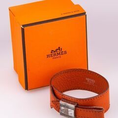 【エルメス】HERMES アルテミス ブレスレット レザー オレンジ □M刻印 品番h21-263
