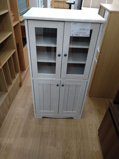 ★ジモティ割あり★ ミニ食器棚 白 H118×W59×D39 クリーニング済み KJ836