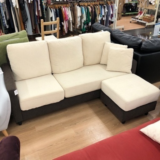 関家具 3人掛けソファー ホワイト×ブラウン【トレファク上福岡】