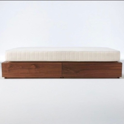 [美品] 無印良品 シングルベッド(ウォールナット) マットレス付き