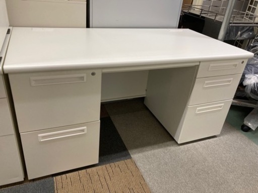 井上金庫 両袖机 ホワイト オフィスデスク 中古