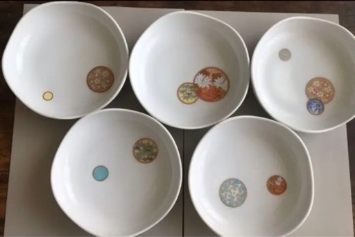深川製磁　『寿赤絵』　中皿　5種5枚