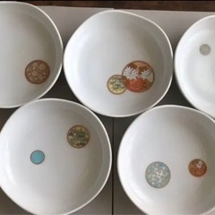 深川製磁　『寿赤絵』　中皿　5種5枚