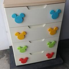 取引中☆四段ウッドトップチェスト　ミッキー高さ80☆