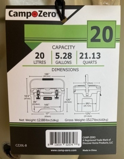 新品・キャンプゼロ 20L ロトモールドクーラーボックス Camp-Zero 20L Rotomold Cooler