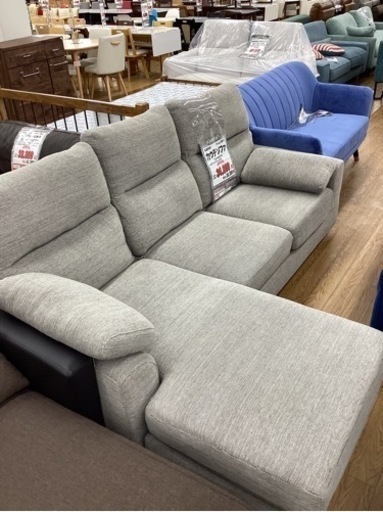 KH-70【新入荷　リサイクル品】松田家具　カウチソファ　グレー