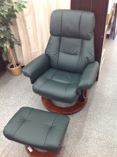 合皮 グリーン リクライニングソファー【9650030】