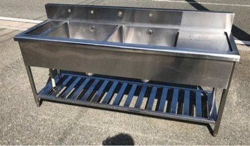 ⭐︎中古品　ダクト付き2槽シンク　1800×600×800mm  厨房用品⭐︎