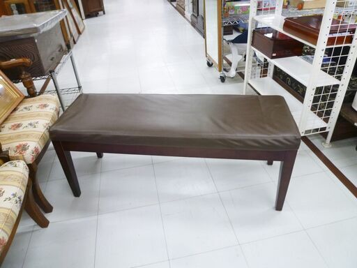 現状品 ダイニングセット 4人掛け 幅135×奥行80×高さ65cm テーブル＋ベンチ＋イス×2 ダークブラウン 食卓 セット 家具 
