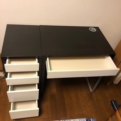 IKEAの 学習机とサイド引出しと椅子　座面少し汚れてます