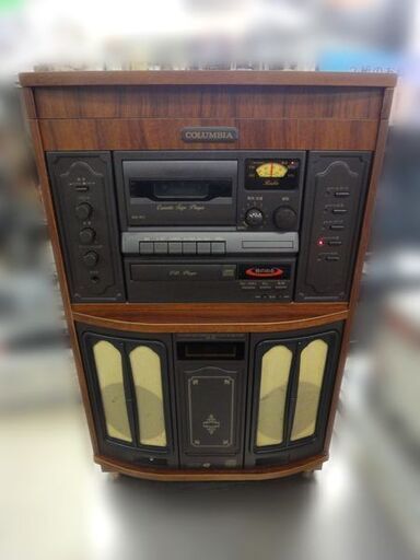 お値下げ！【自社配送は札幌市内限定】COLUMBIA/コロムビア 音聴箱 GP-60 レコード/CD/カセット/AM/FM ステレオ オーディオ ラジオ 動作OKだけど難あり 中古【USED】