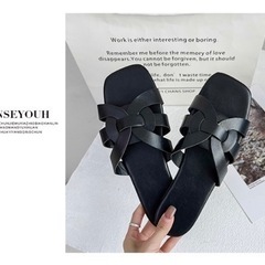 【新品】編み込みサンダル　ブラック　ビーチサンダル　おしゃれ女子の画像