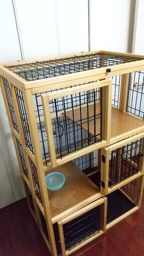 【引渡予定者決定済み】高級　木製キャットケージ　2段　猫