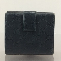 グッチ GUCCI シマライン 黒レザー コンパクト折財布の画像