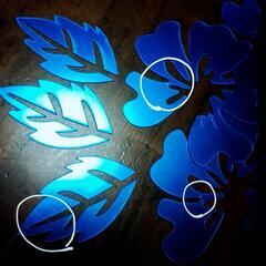 急募🔊レアなイルカとハイビスカス(ブルー)の鏡｛ステッカータイプ｝セット🐬🌺の画像