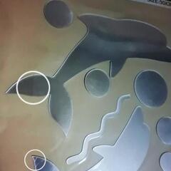 急募🔊レアなイルカとハイビスカス(ブルー)の鏡｛ステッカータイプ｝セット🐬🌺の画像
