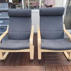 IKEA ポエング 2脚セット　ゆったりリラックスチェアの画像