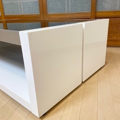 【お買い得‼️】お洒落♪ 120cm幅センターテーブル ブラック強化ガラス 鏡面仕上げホワイト♪の画像