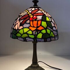 ステンドグラスランプ LED電球付属 トンボ 植物 花 卓上ラン...