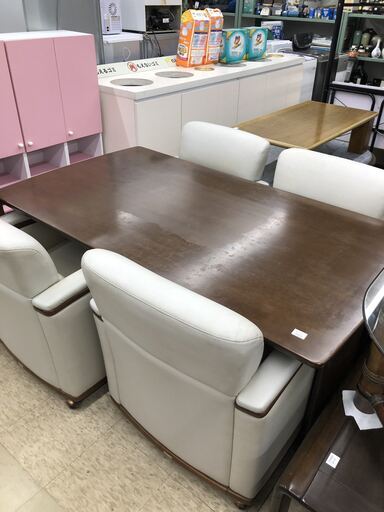 ダイニングテーブル ソファ 4脚 ※当店管理番号：02021
