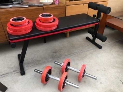 ラバーダンベル45kg &トレーニングベンチセット