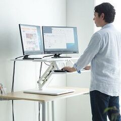 (値下げ可能)スタンディングデスク 卓上 ガス圧昇降 幅80cm...