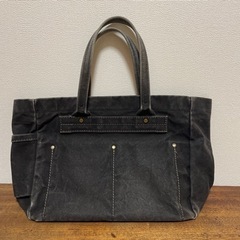 黒　手提げ　いい感じの使用感有　帆布　厚め