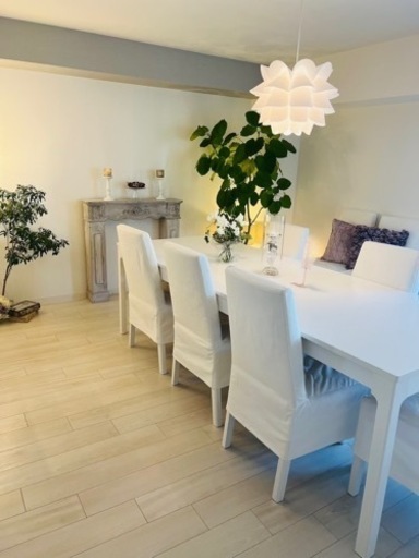 IKEA エーケダーレン　伸縮式テーブル＆椅子8脚　白