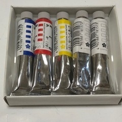 新品　サクラマット水彩絵の具　赤青黄白5本セット
