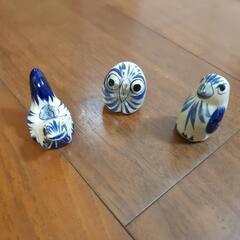 陶器の置物　フクロウなど3点