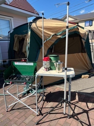 コールマンツーバーナー&コールマンクッキングテーブル&コールマンランタン&ウールリッチスタンド&パーコレーター5点セット