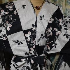 浴衣ワンピースMサイズトンボ柄未使用同布地リボンとマスクオマケ付き！最終値下げ！の画像