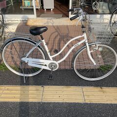 リサイクルショップどりーむ天保山店　No３２６　エコNo１４４４８X　自転車　２７インチ　白　シンプル　ライト付き　整備済み