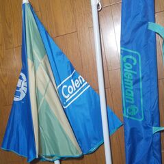 ビーチパラソル（コールマン　アーガイル柄ブルー）スタンド付き