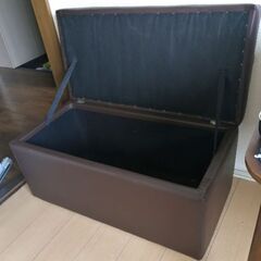 収納スツール　88×43×座面高40　濃茶色　お手入れ簡単な合皮