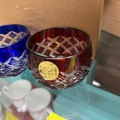 J1547  値下げしました！　未使用箱付 江戸切子 木本硝子 重ね矢来 ぐいのみペアの画像