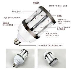 100W相当 コーンライト IP64 防滴 LED E26 27W 昼白色の画像