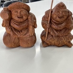 10/16処分　大黒天と恵比寿様　木彫り像
