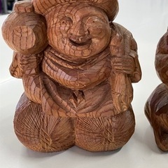 10/16処分　大黒天と恵比寿様　木彫り像の画像