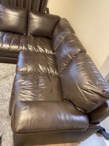 ニトリ　レザー　カウチソファ　L字型　五人掛け